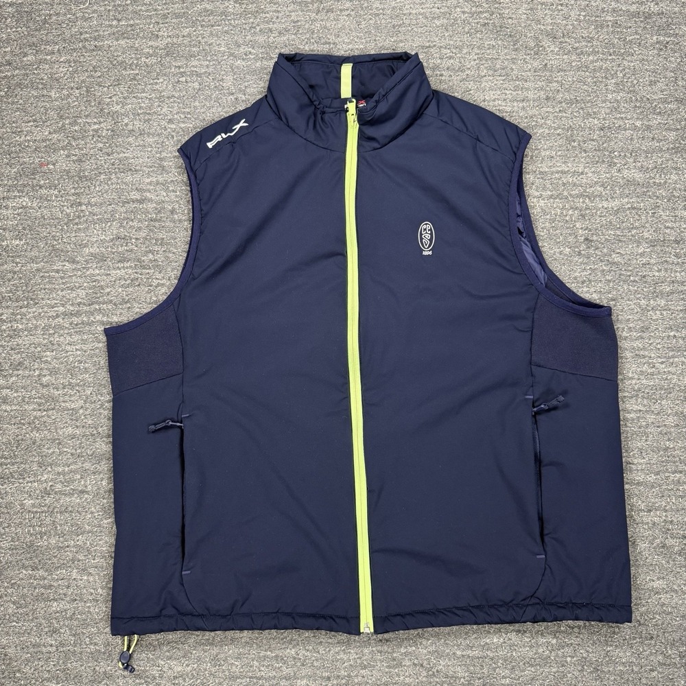 Ralph Lauren RLX Insulated Golf Vest Men XL Blue Green Full Zip Water Repellent